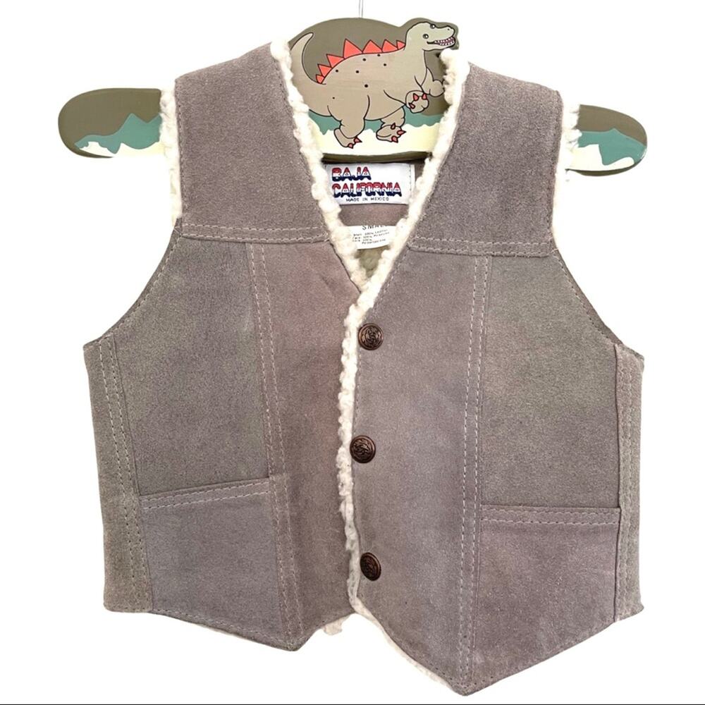 BAJA CALIFORNIA kids leather vest suede shearling